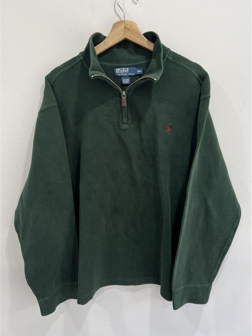 Vintage Ralph Lauren Polo Quarter Zip Sweater forest green